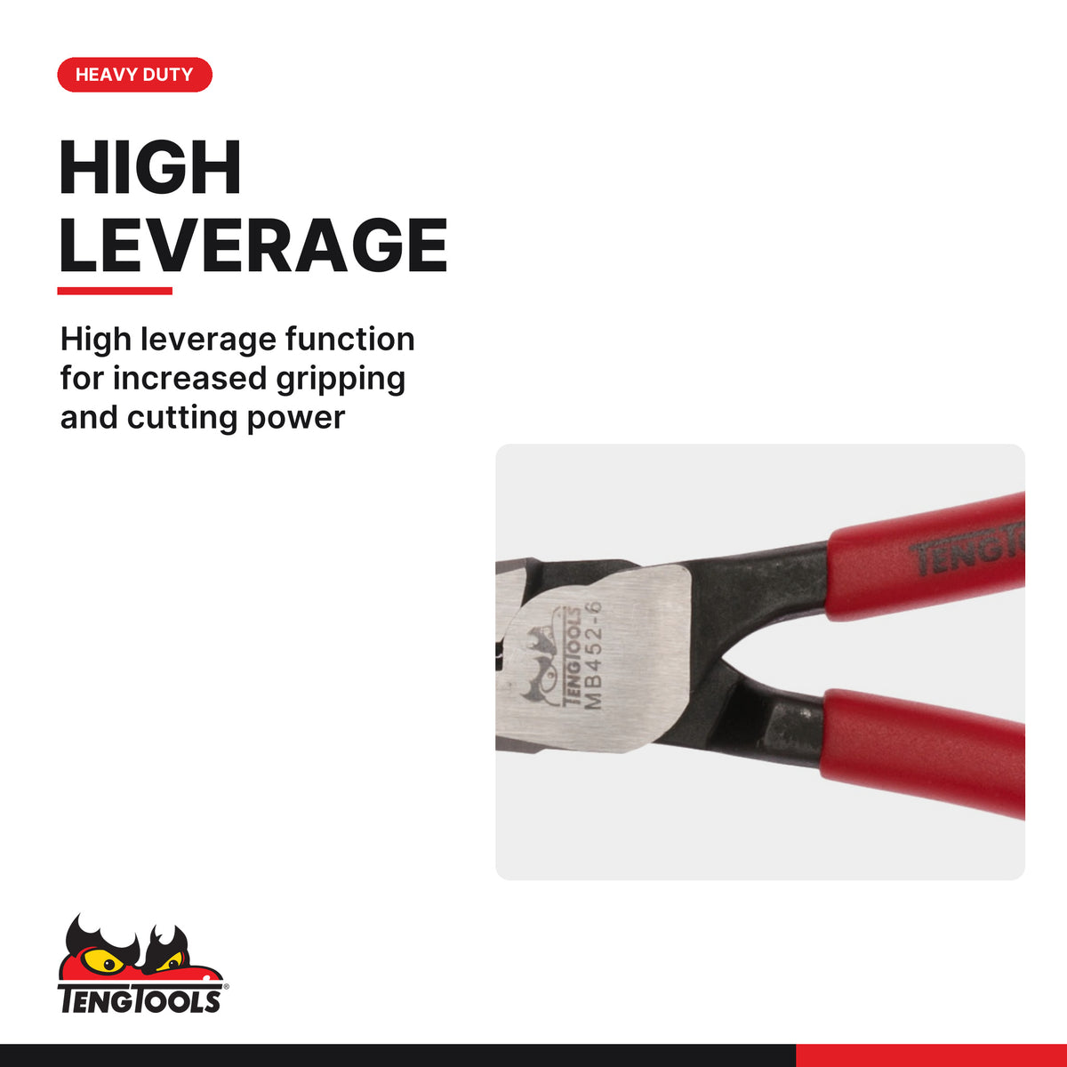 Teng Tools MB452-6 Heavy Duty Combination Pliers 165-200 mm, high leverage function for increased gripping and cutting power