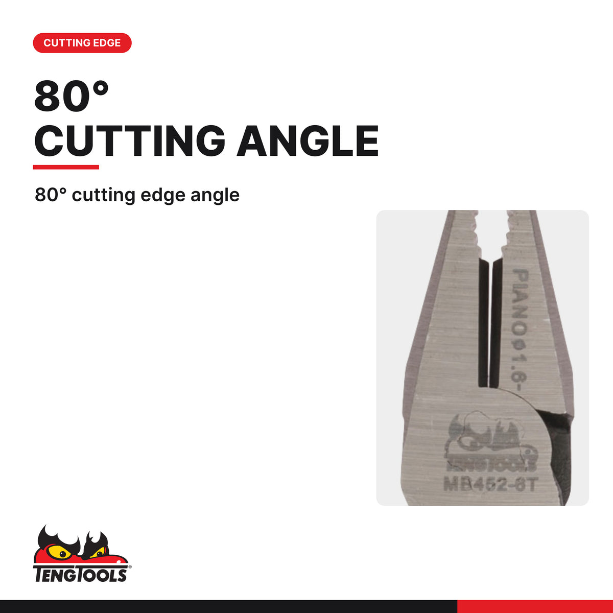 Teng Tools MB452-6T 170-200mm Heavy Duty Combination Pliers, 80° cutting edge angle