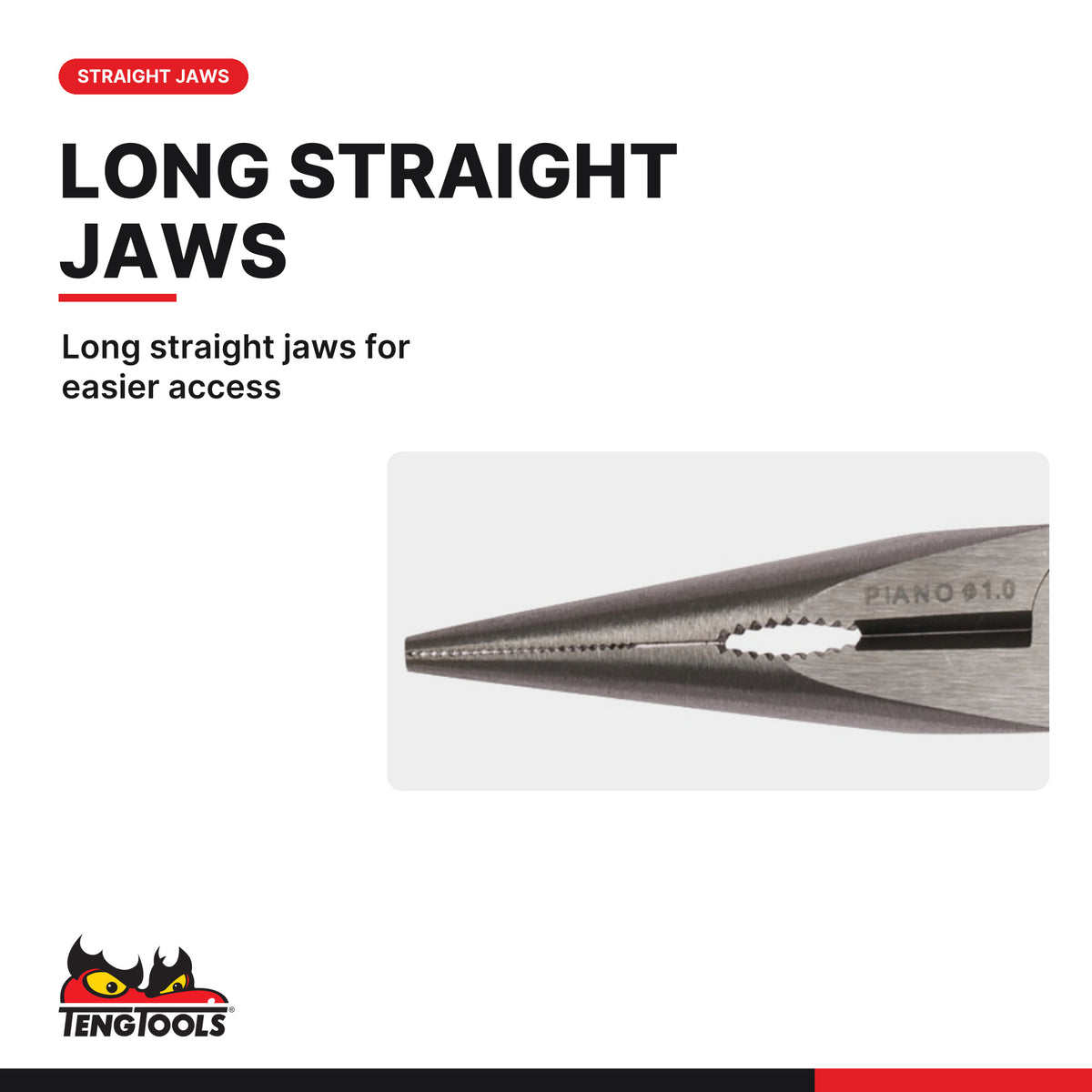 Teng Tools MB461-6T 170-205mm Long Nose Pliers, long straight jaws for easier access