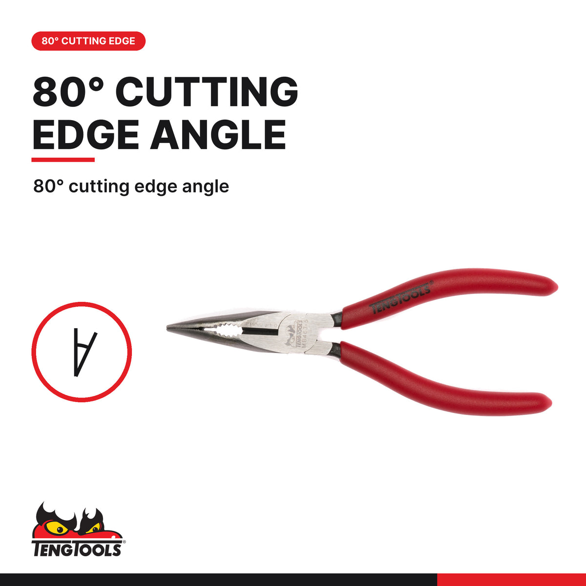 Teng Tools MB463-5 Bent Long Nose Pliers 140-200mm CrMo Angled Needle, 80° cutting edge angle