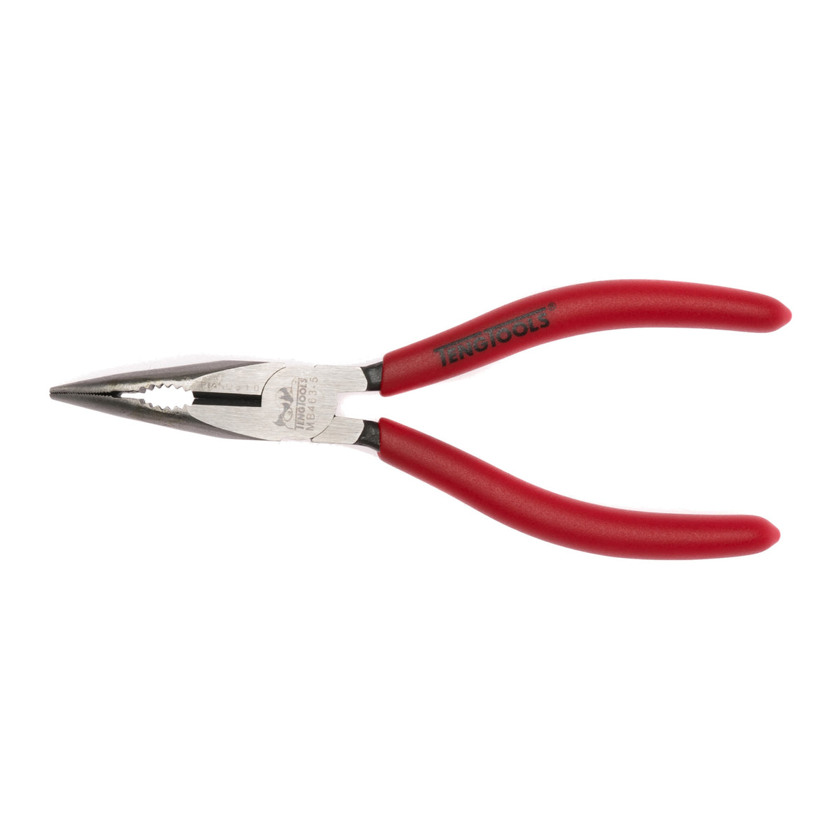 Teng Tools MB463-5 Bent Long Nose Pliers 140-200mm CrMo Angled Needle on a white background