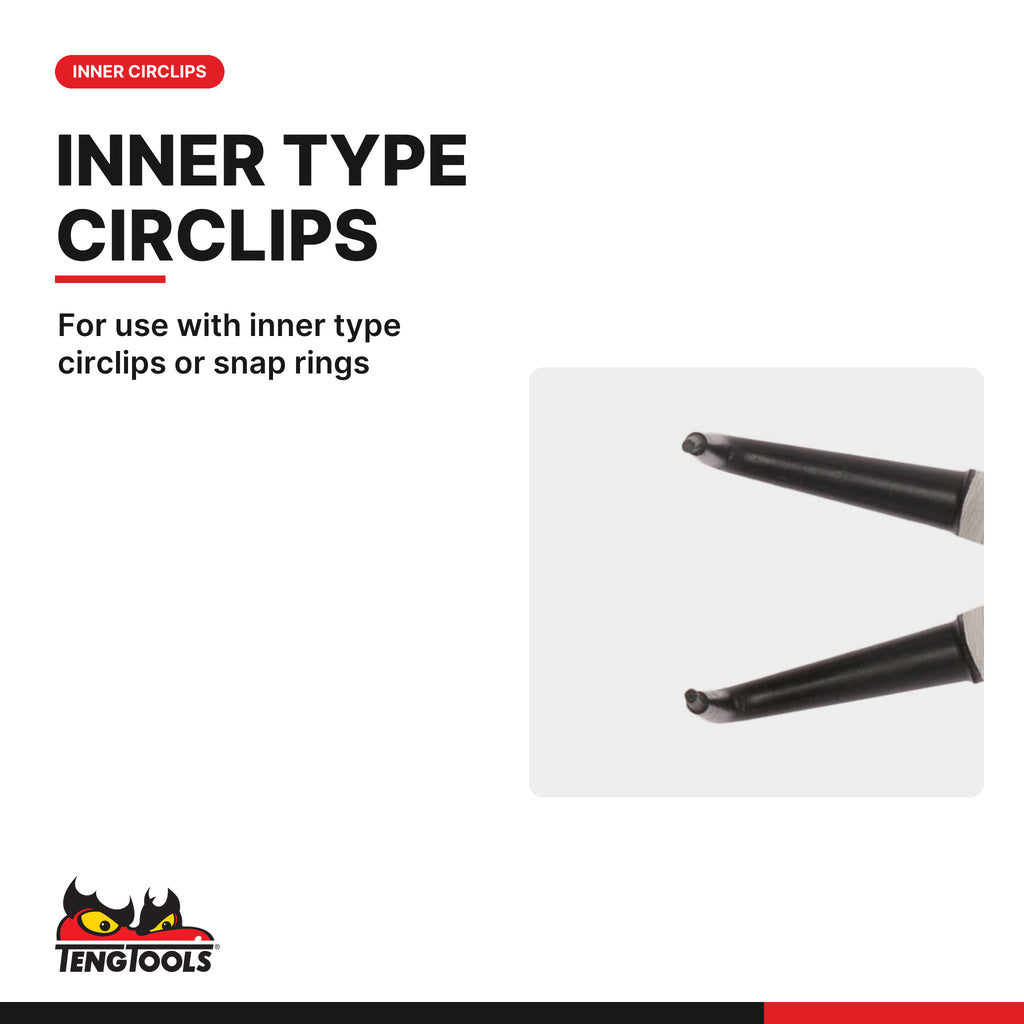 Teng Tools MB471-5 135-235mm Inner Bent Circlip Pliers, for use with inner type circlips or snap rings