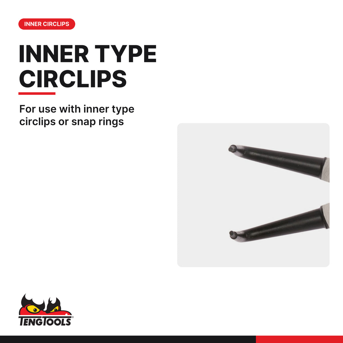 Teng Tools MB471-5 135-235mm Inner Bent Circlip Pliers, for use with inner type circlips or snap rings