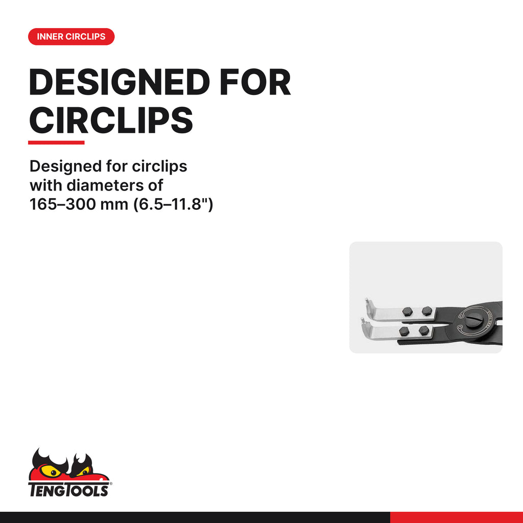 Teng Tools MB472-20 20 Inch Ratcheting Circlip Pliers, designed for circlips with diameters of 165–300 mm (6.5–11.8")