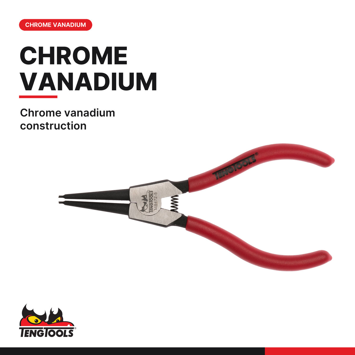 Teng Tools MB472-5 145-240mm Chrome Vanadium Straight Jaw Outer Circlip, chrome vanadium construction