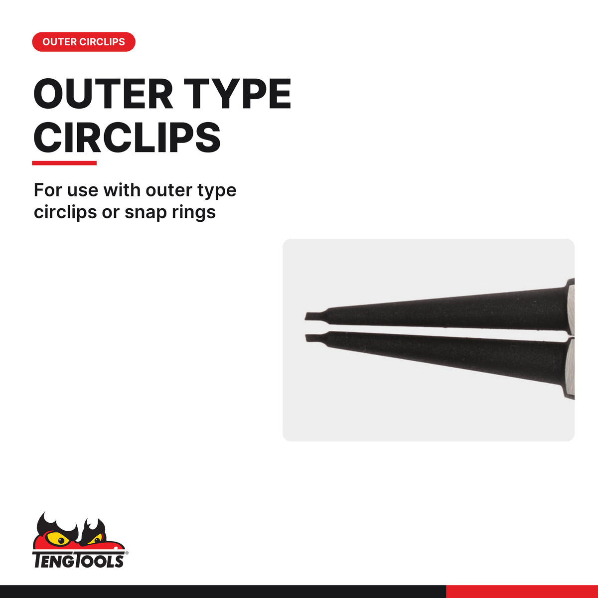 Teng Tools MB472-5 145-240mm Chrome Vanadium Straight Jaw Outer Circlip, for use with outer type circlips or snap rings