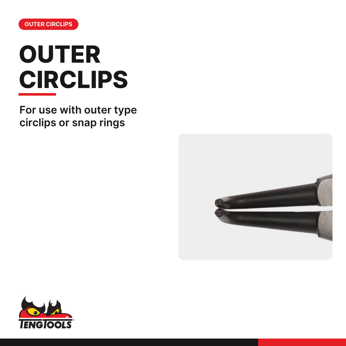 Teng Tools MB473-5 Outer Bent Snap Ring Pliers, for use with outer type circlips or snap rings