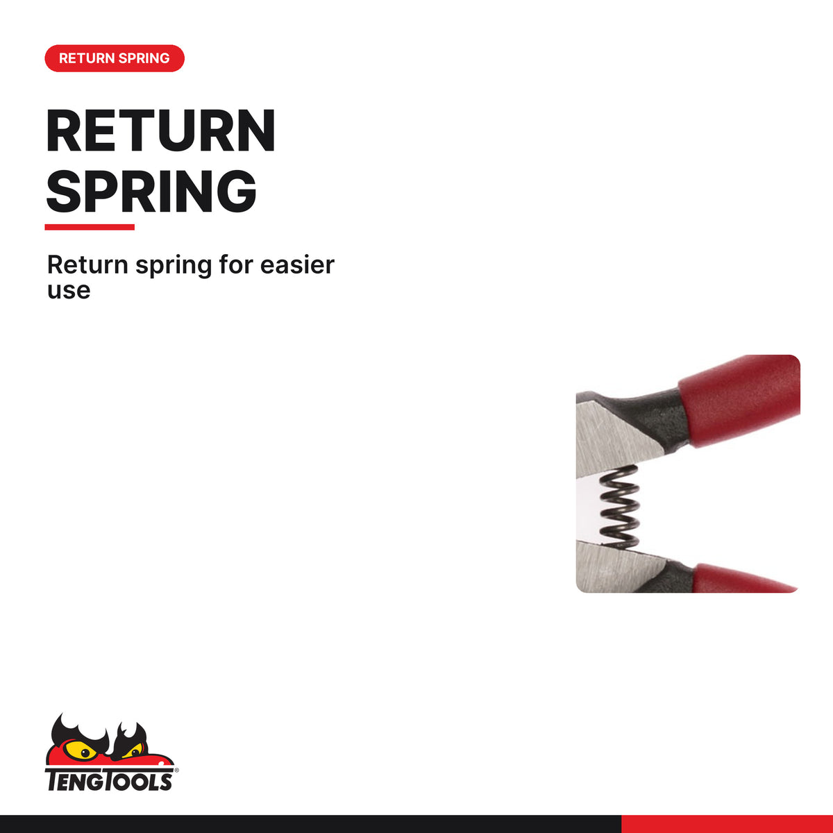 Teng Tools MB473-5 Outer Bent Snap Ring Pliers, return spring for easier use