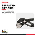 Teng Tools MB481-10Q 245 mm Quick Set Water Pump Plier, pipe grip with serrated jaws for increased grip