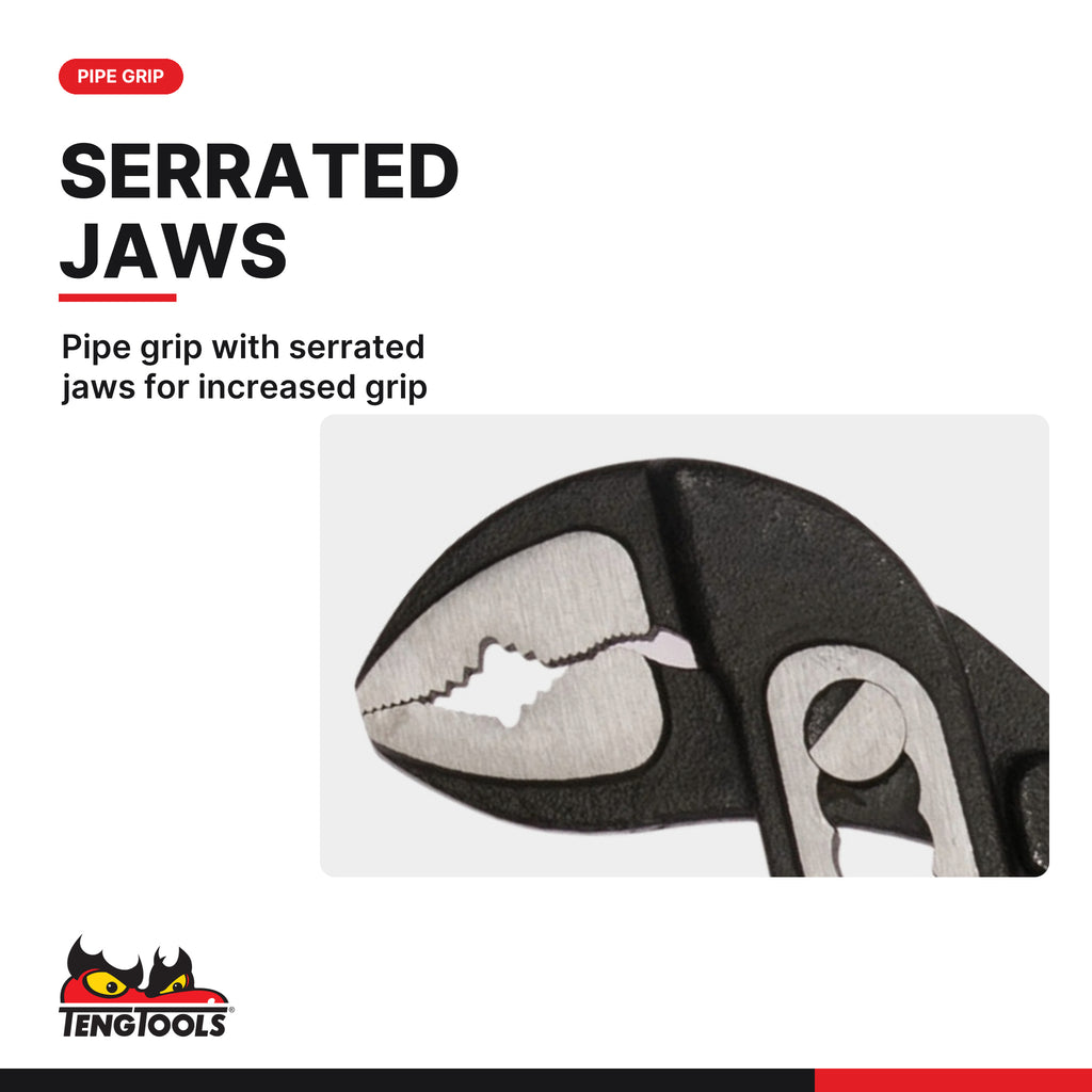 Teng Tools MB481-10T 185-250mm Water Pump Pliers, pipe grip with serrated jaws for increased grip