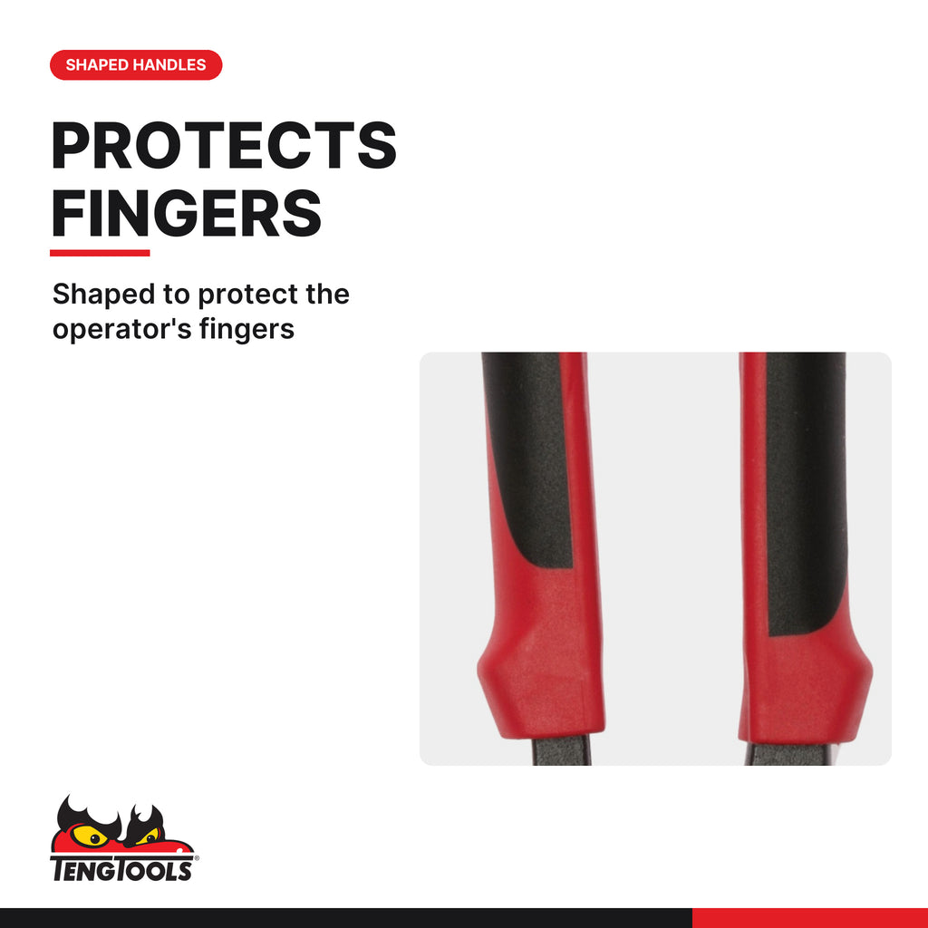 Teng Tools MB481-10TQ 10 Inch TPR Grip Quick Set Slip Joint / Water, shaped to protect the operator's fingers