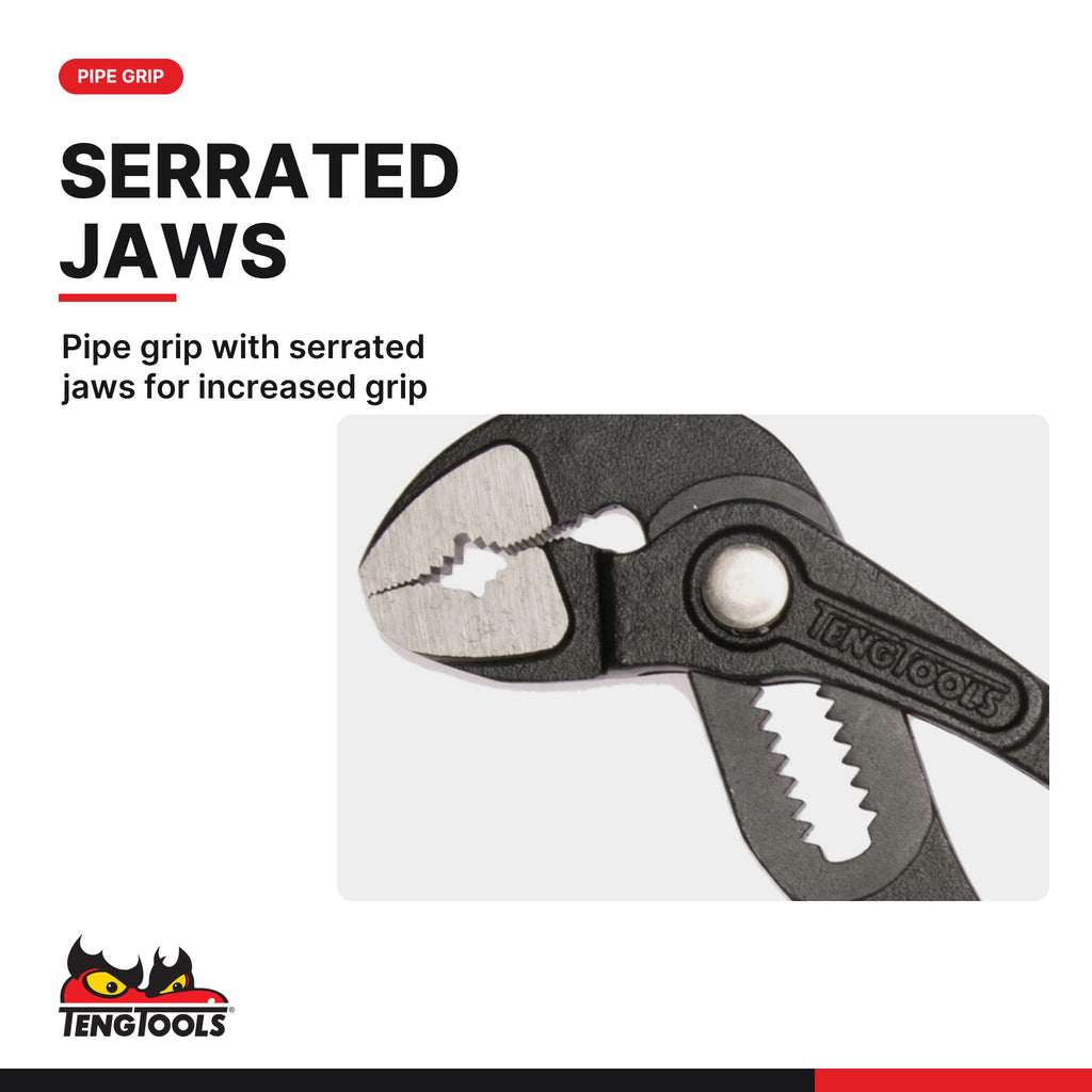Teng Tools MB481-10TQ 10 Inch TPR Grip Quick Set Slip Joint / Water, pipe grip with serrated jaws for increased grip