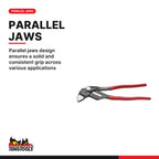Teng Tools MB483-10 Quick Set Pliers Wrench 10", parallel jaws design ensures a solid and consistent grip across various