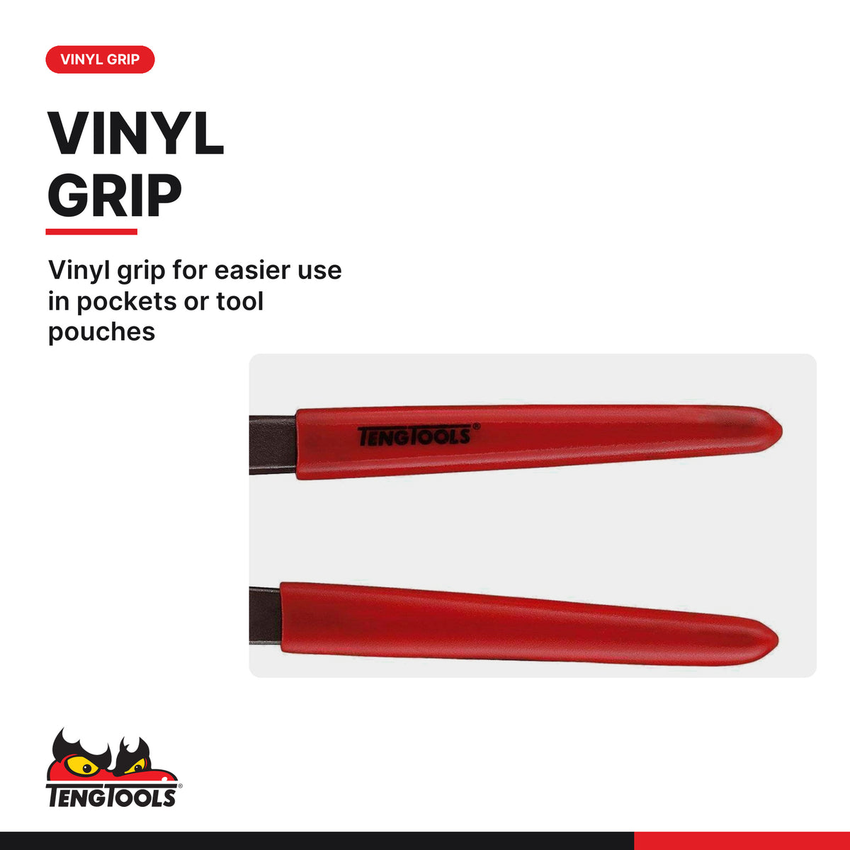 Teng Tools MB489-7 180 mm Carpenter's Plier, vinyl grip for easier use in pockets or tool pouches