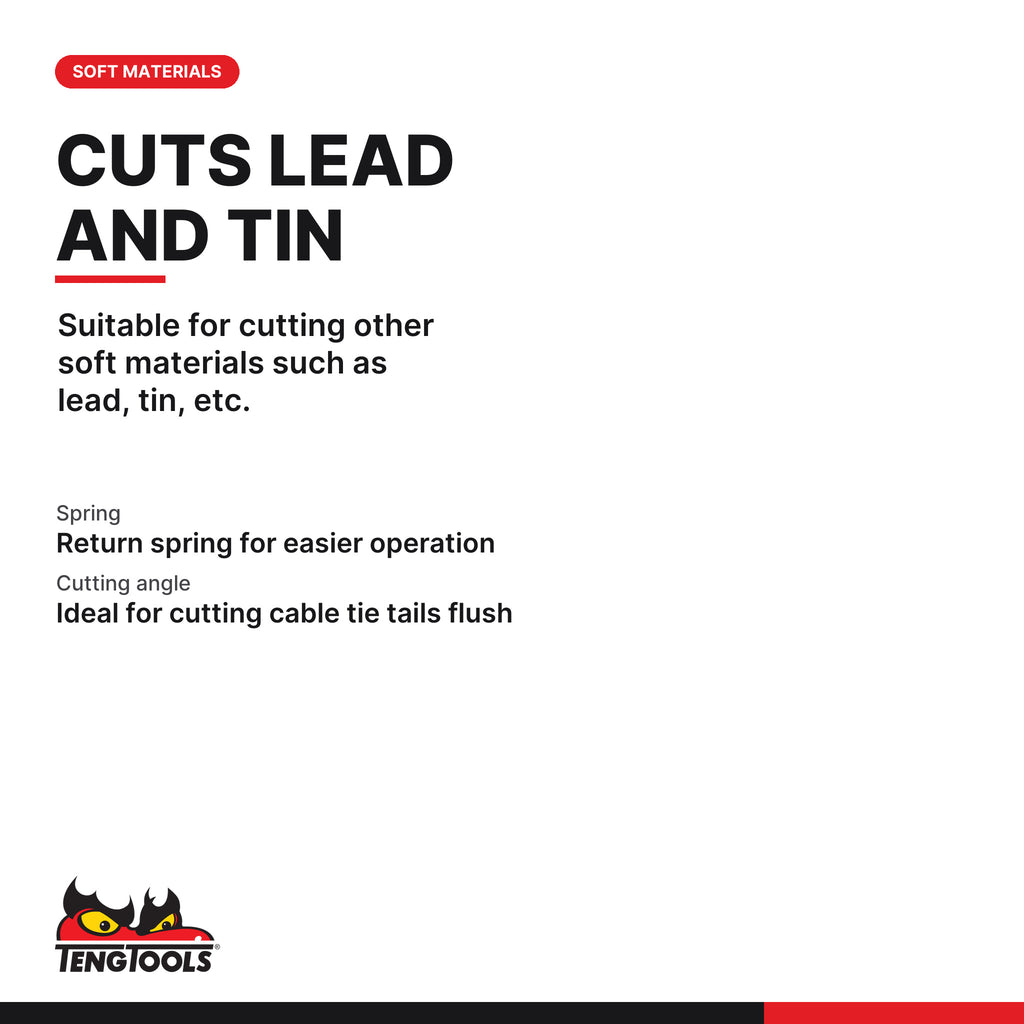 Teng Tools MB541-5 Flush Cut Pliers 125-185mm (5-Inch to 7-Inch), suitable for cutting other soft materials such as lead