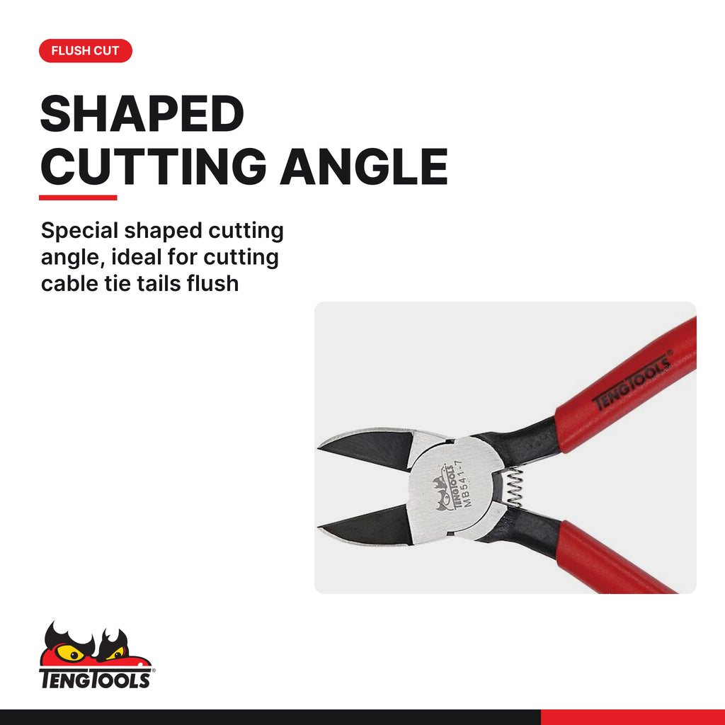 Teng Tools MB541-5 Flush Cut Pliers 125-185mm (5-Inch to 7-Inch), special shaped cutting angle, ideal for cutting cable tie