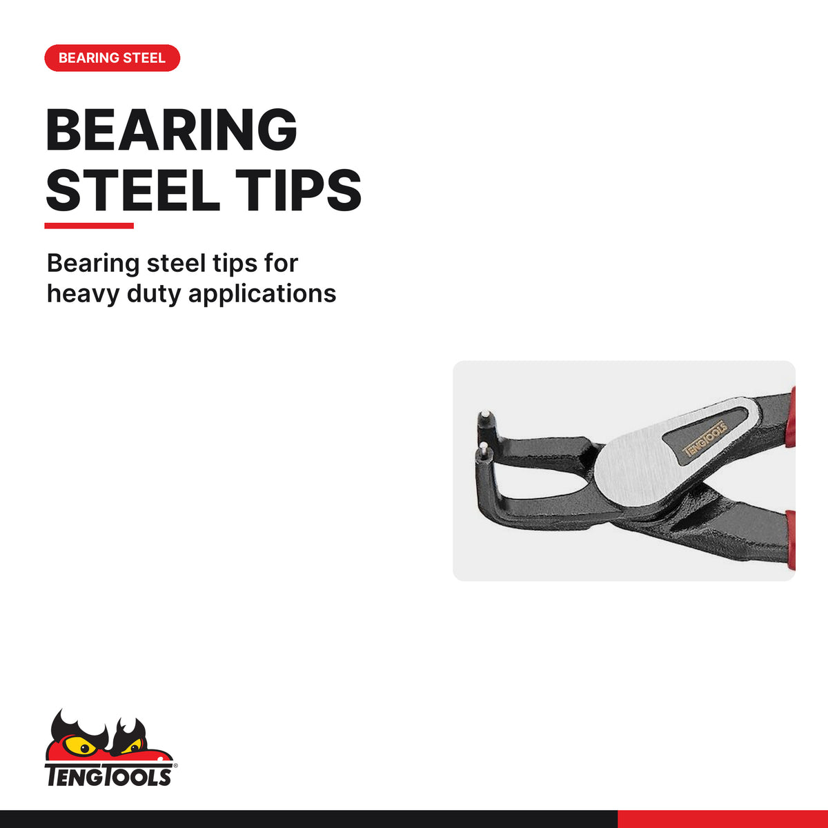 Teng Tools MBE471-5 Circlip Plier Inner Bent PRO, bearing steel tips for heavy duty applications