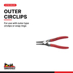 Teng Tools MBE472-5 Circlip Plier Outer Straight PRO, for use with outer type circlips or snap rings