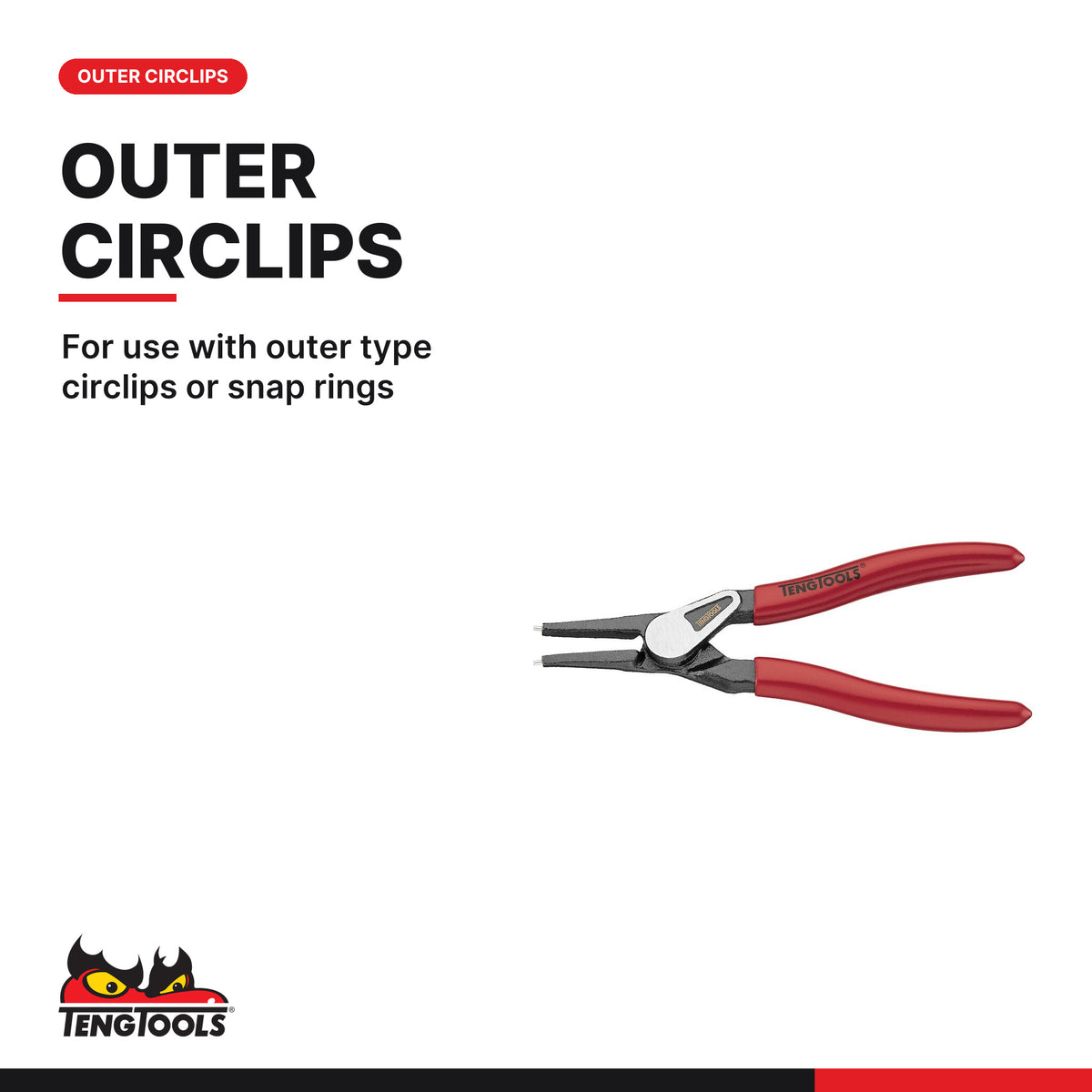 Teng Tools MBE472-5 Circlip Plier Outer Straight PRO, for use with outer type circlips or snap rings