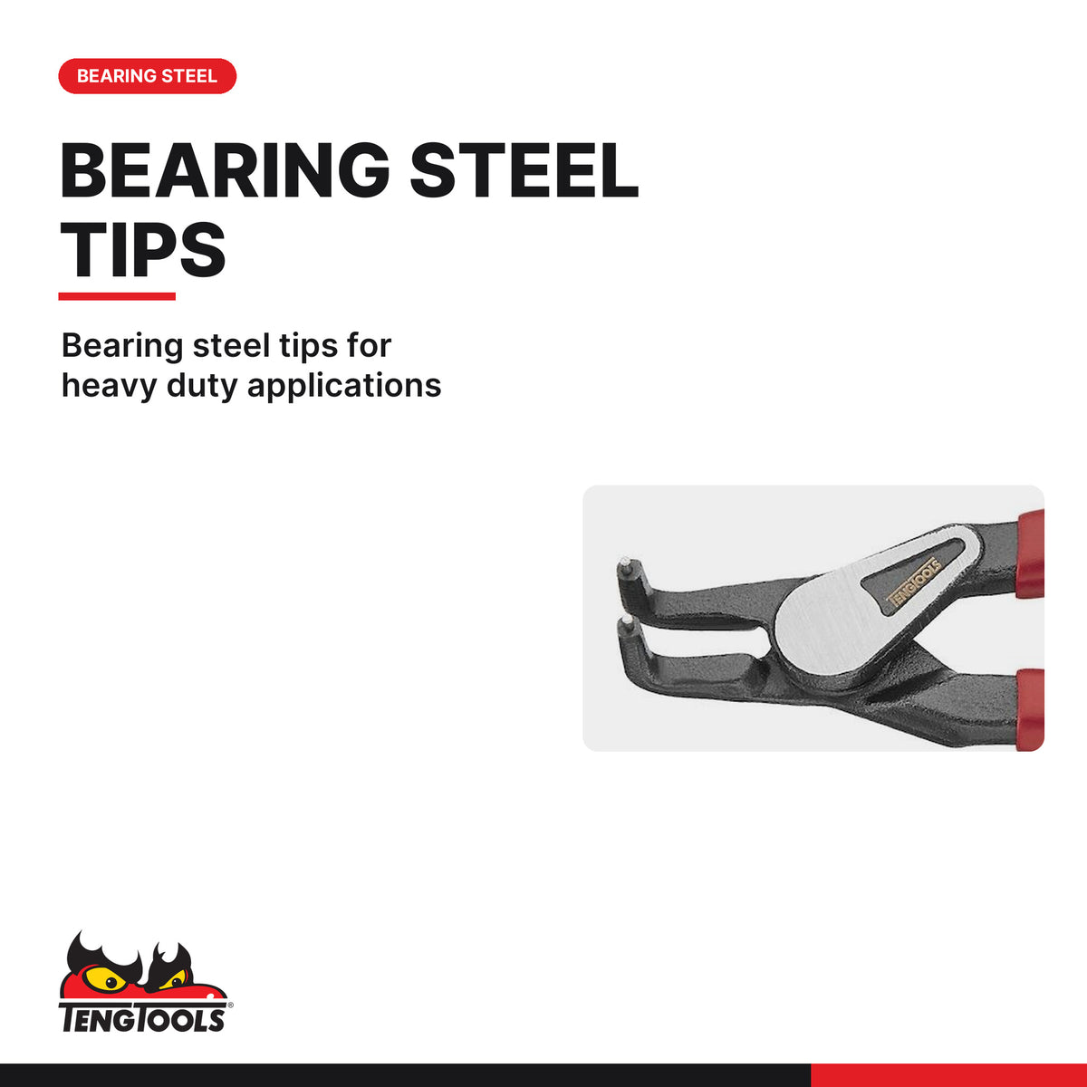 Teng Tools MBE473-5 External Bent Snap Ring Pliers 125-220mm, bearing steel tips for heavy duty applications