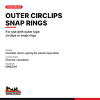 Teng Tools MBE473-5 External Bent Snap Ring Pliers 125-220mm, for use with outer type circlips or snap rings