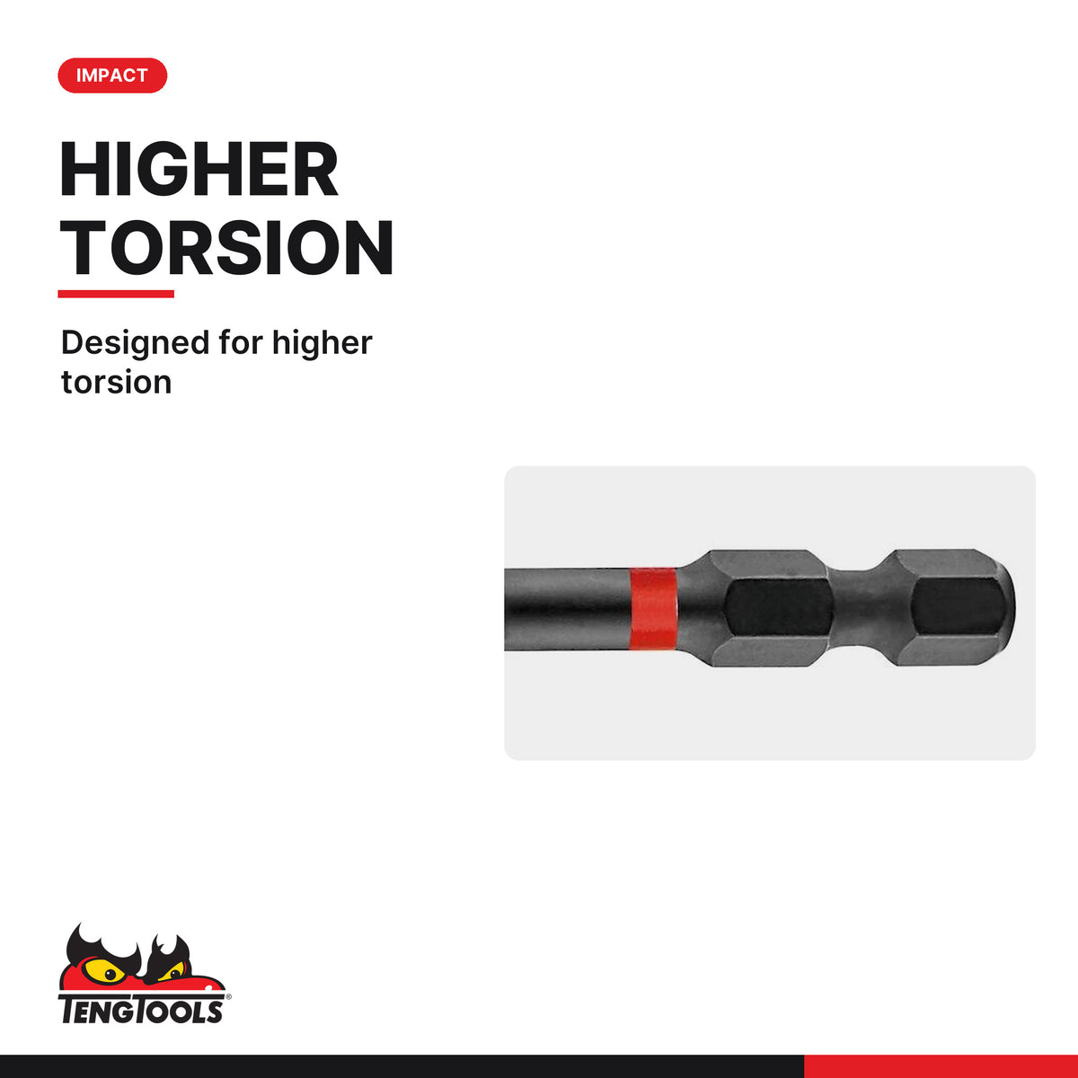 Teng Tools MBHI14 1/4 Inch Hex Drive Magnetic Impact Bit Holder, designed for higher torsion