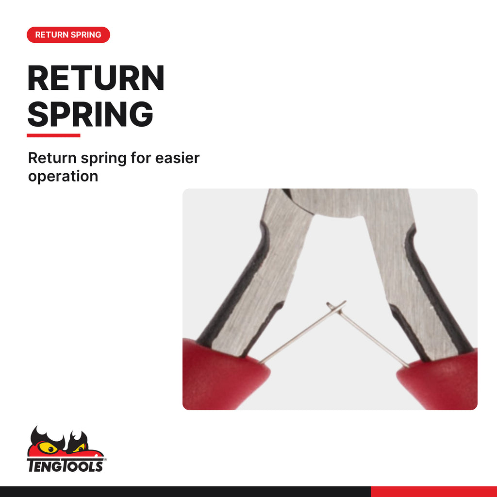 Teng Tools MBM441 115 mm Mini Side Cutting Pliers, return spring for easier operation