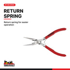 Teng Tools MBM461 140 mm Mini Long Nose Pliers, return spring for easier operation