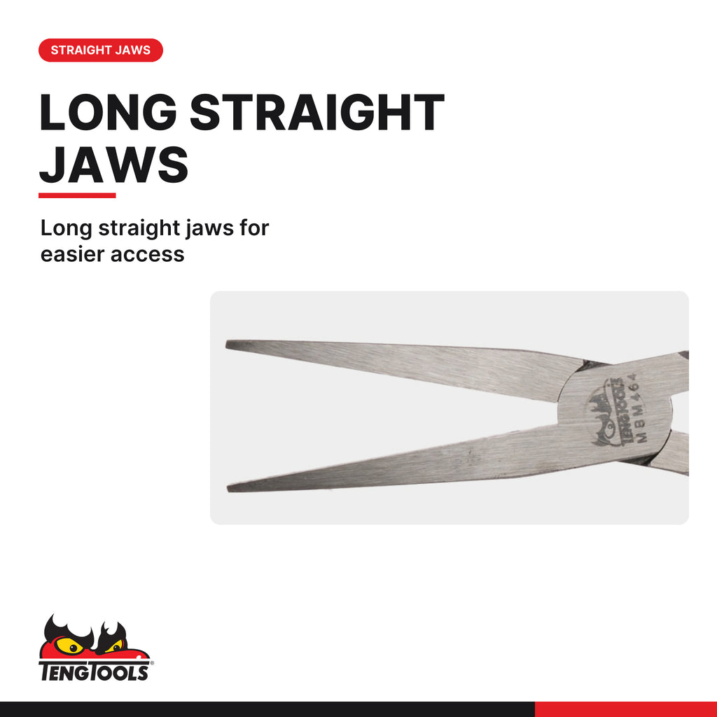 Teng Tools MBM464 Mini Flat Nose Pliers 140 mm (5.5 in), long straight jaws for easier access