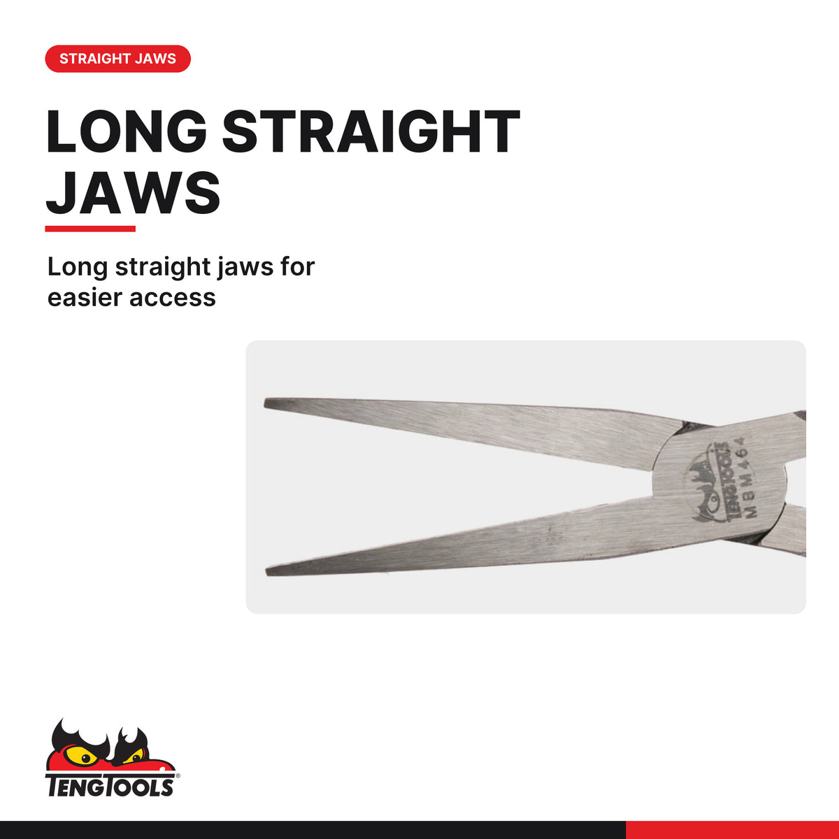 Teng Tools MBM464 Mini Flat Nose Pliers 140 mm (5.5 in), long straight jaws for easier access