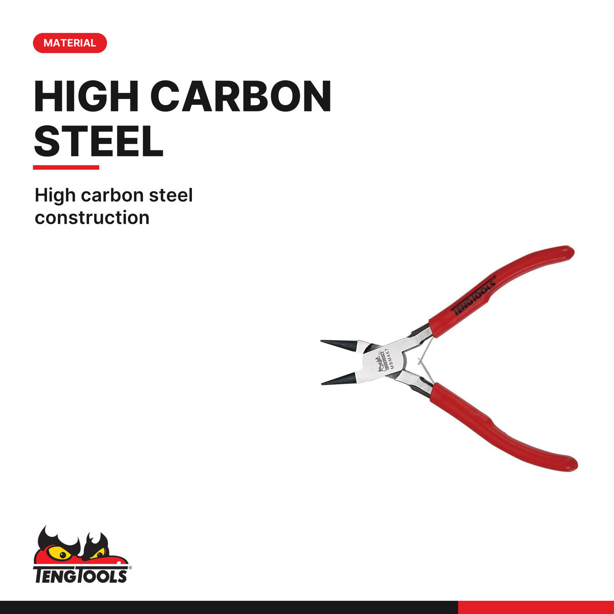 Teng Tools MBM467 125 mm Mini Round Nose Plier, high carbon steel construction