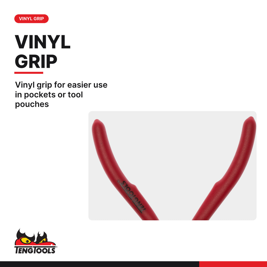 Teng Tools MBM468 140 mm Mini Needle Nose Plier, vinyl grip for easier use in pockets or tool pouches