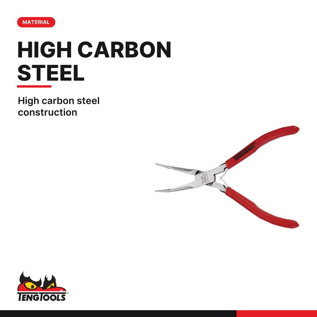 Teng Tools MBM469 140 mm Mini Bent Long Nose Plier, high carbon steel construction