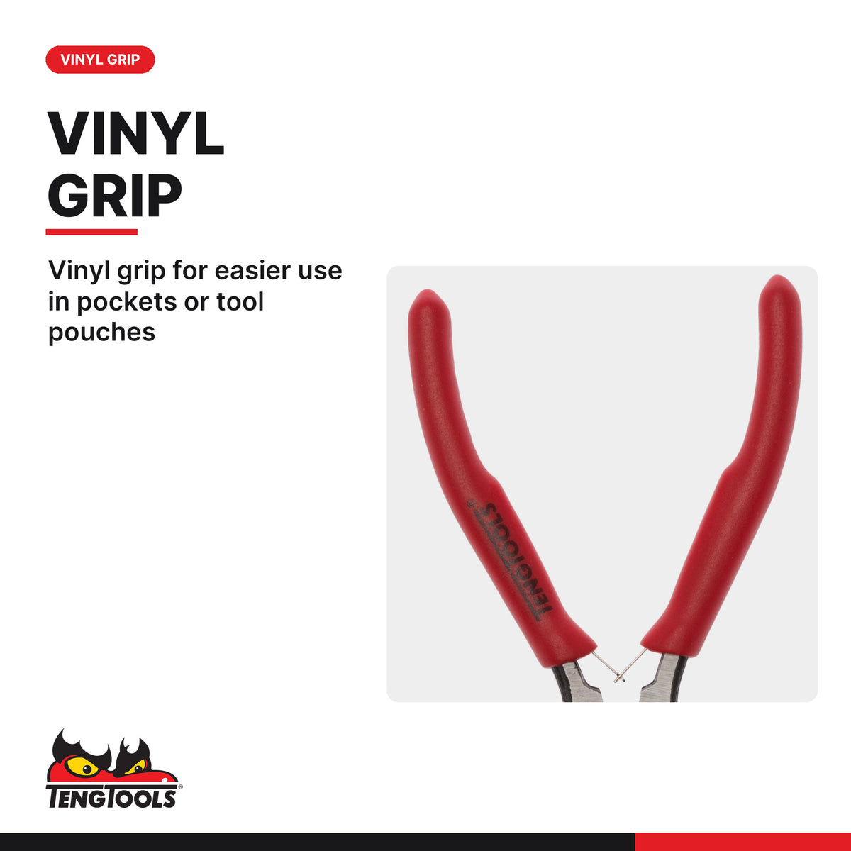 Teng Tools MBM469 140 mm Mini Bent Long Nose Plier, vinyl grip for easier use in pockets or tool pouches