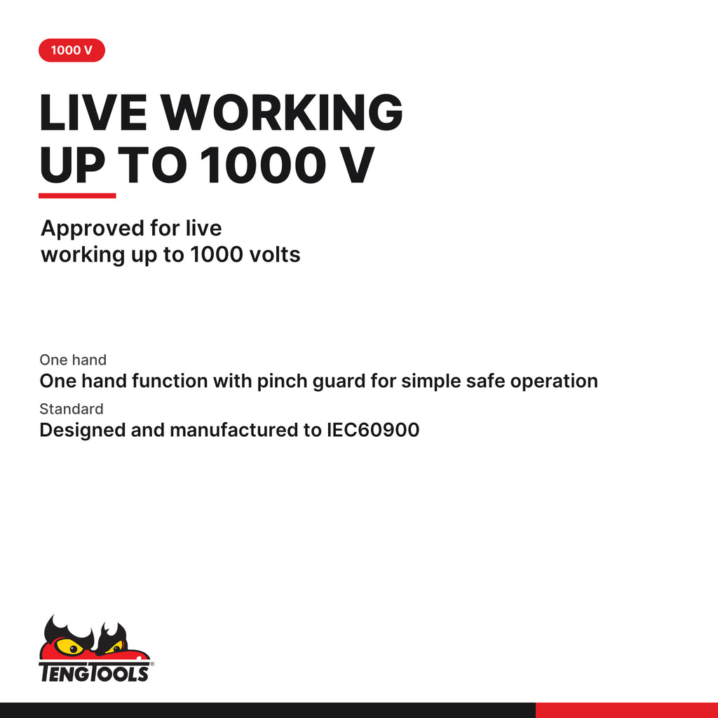 Teng Tools MBV444-8 Insulated Cable Cutter 210mm, approved for live working up to 1000 volts