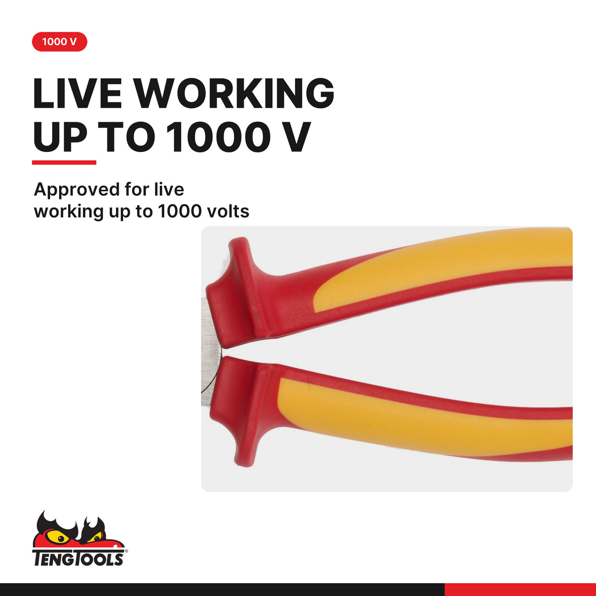 Teng Tools MBV451-7 Insulated Combination Pliers 185-200mm VDE, approved for live working up to 1000 volts