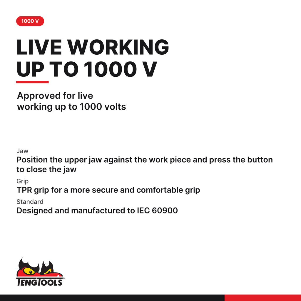 Teng Tools MBV482-10Q 260 mm Insulated Water Pump Pliers, approved for live working up to 1000 volts