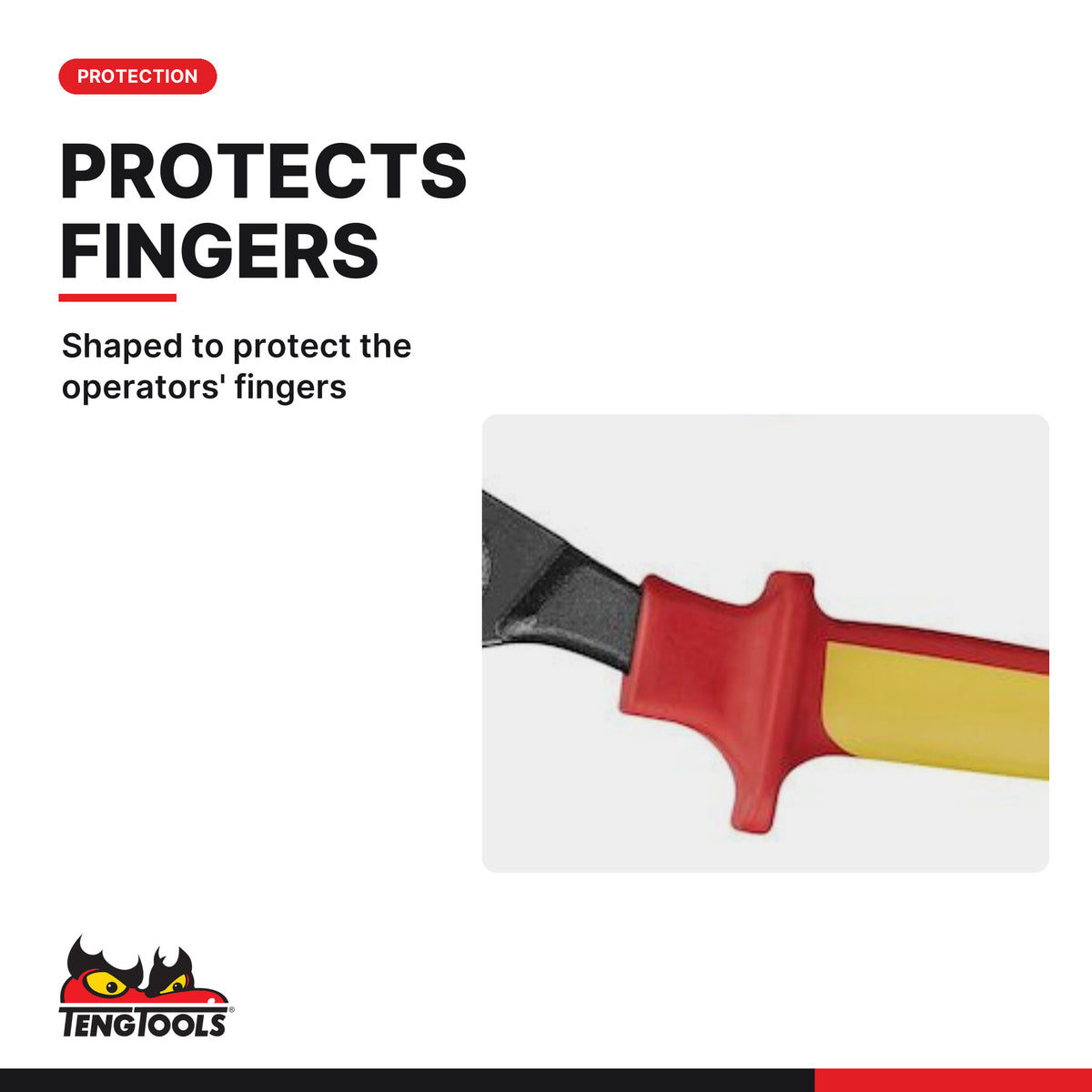 Teng Tools MBV482-10Q 260 mm Insulated Water Pump Pliers, shaped to protect the operators' fingers