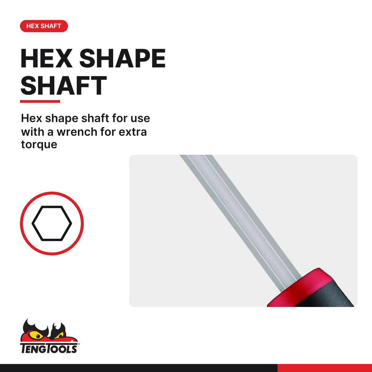 Teng Tools MD216 1/4 Inch Hex Magnetic Bit Driver 217 mm, hex shape shaft for use with a wrench for extra torque