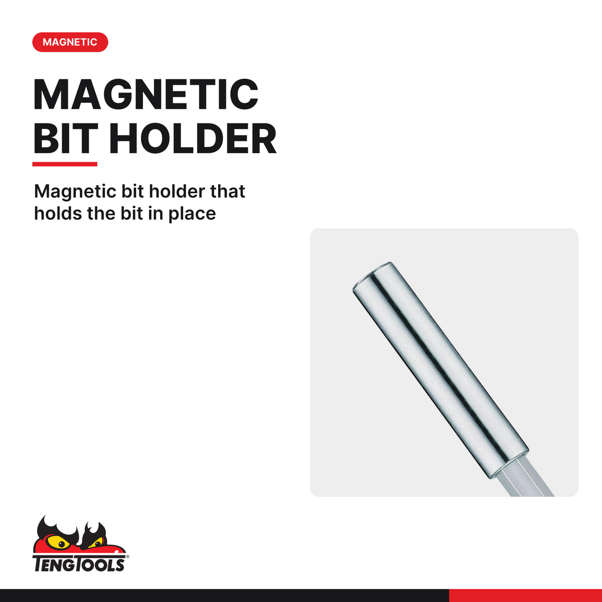 Teng Tools MD216 1/4 Inch Hex Magnetic Bit Driver 217 mm, magnetic bit holder that holds the bit in place