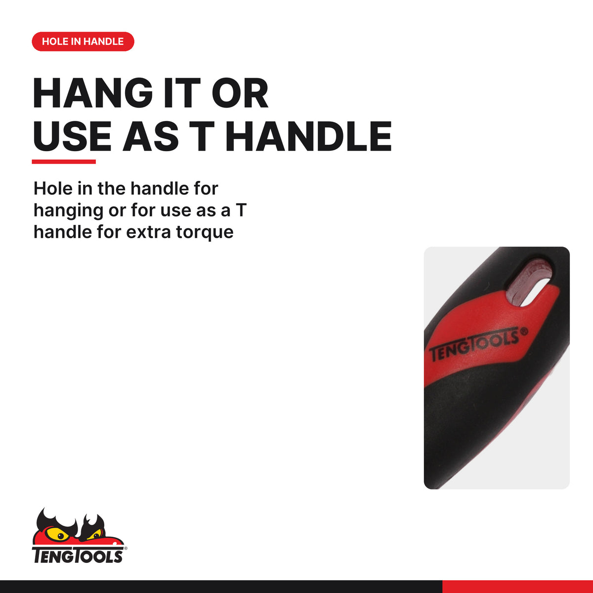 Teng Tools MD625TPN TPX25 Torx Plus Screwdriver, hole in the handle for hanging or for use as a T handle for extra torque