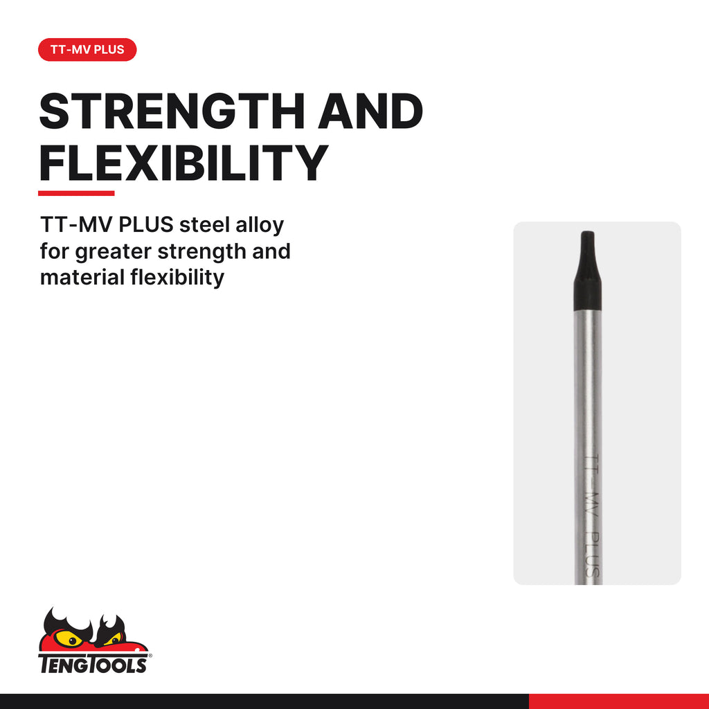 Teng Tools MD640TPN TPX Screwdriver TPX40 x 100mm, TT-MV PLUS steel alloy for greater strength and material flexibility