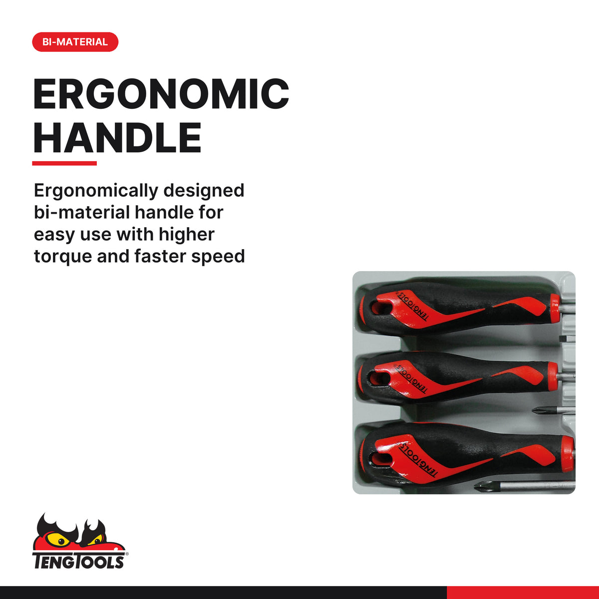 Teng Tools MD906N Screwdriver Set Mixed 6 Pieces, ergonomically designed bi-material handle for easy use with higher torque