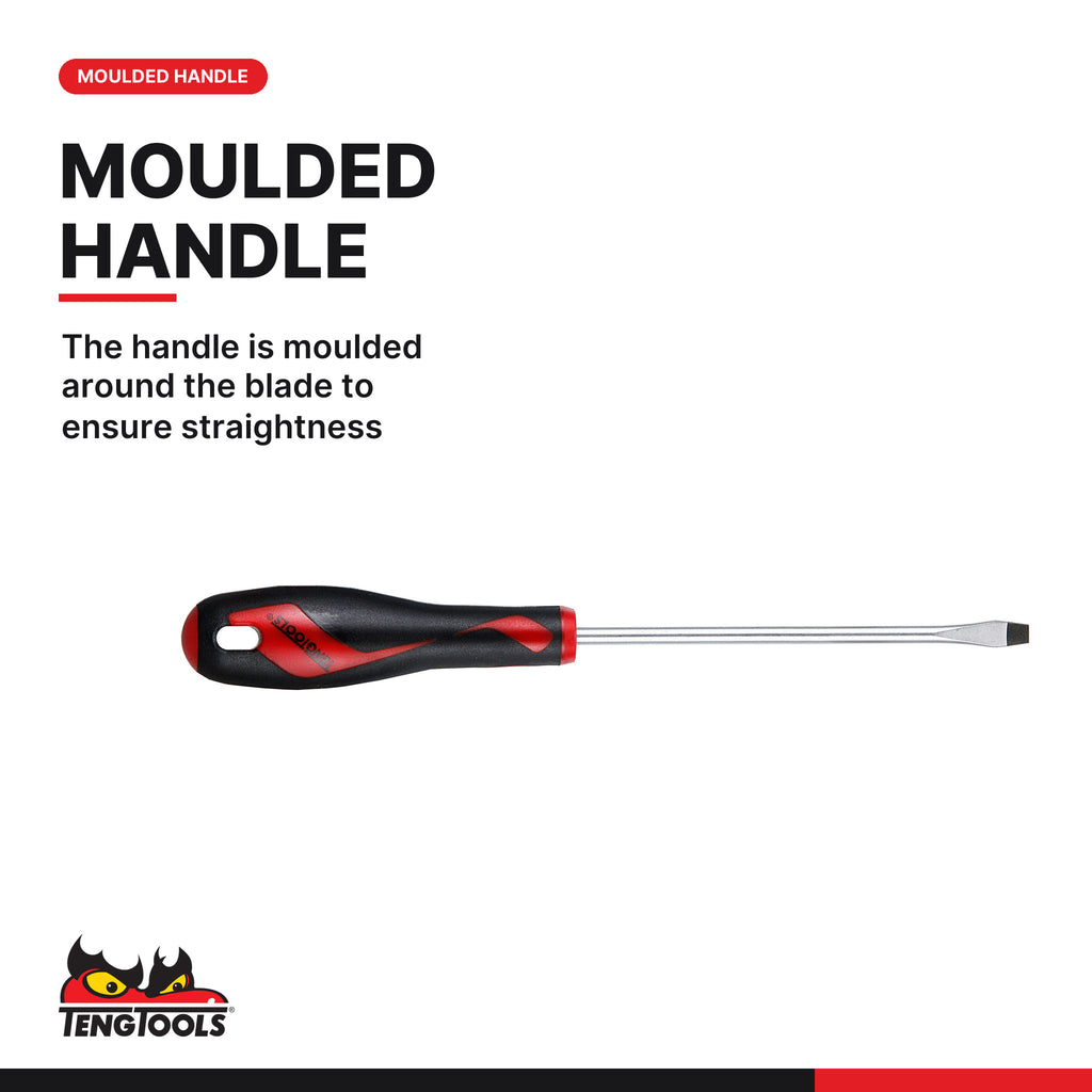Teng Tools MD906N Screwdriver Set Mixed 6 Pieces, the handle is moulded around the blade to ensure straightness