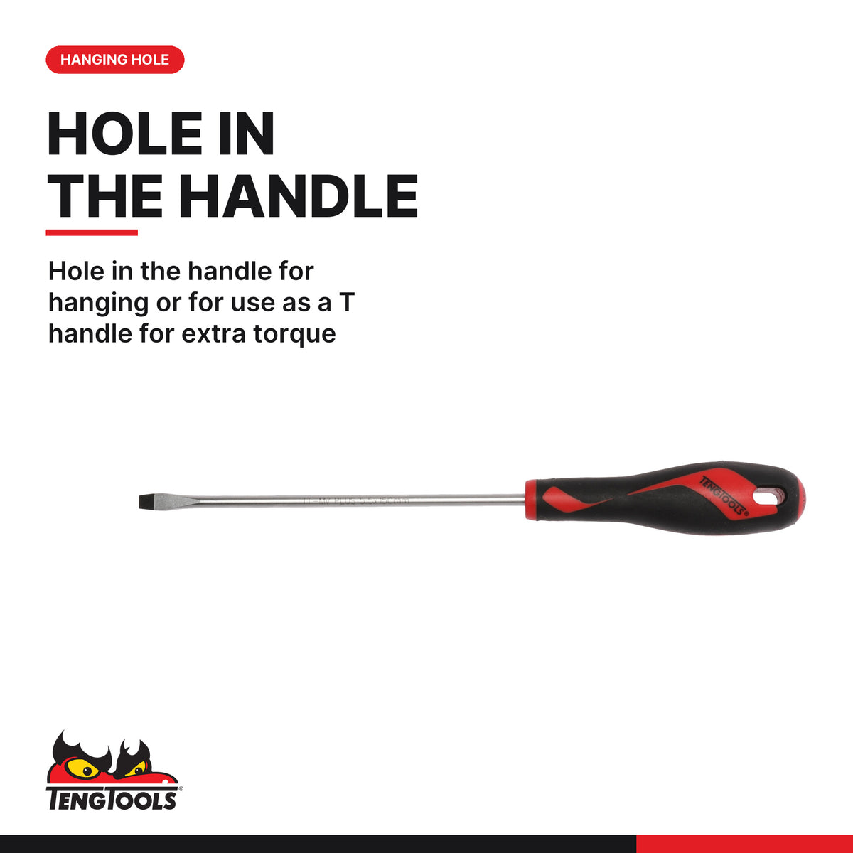Teng Tools MD906N Screwdriver Set Mixed 6 Pieces, hole in the handle for hanging or for use as a T handle for extra torque