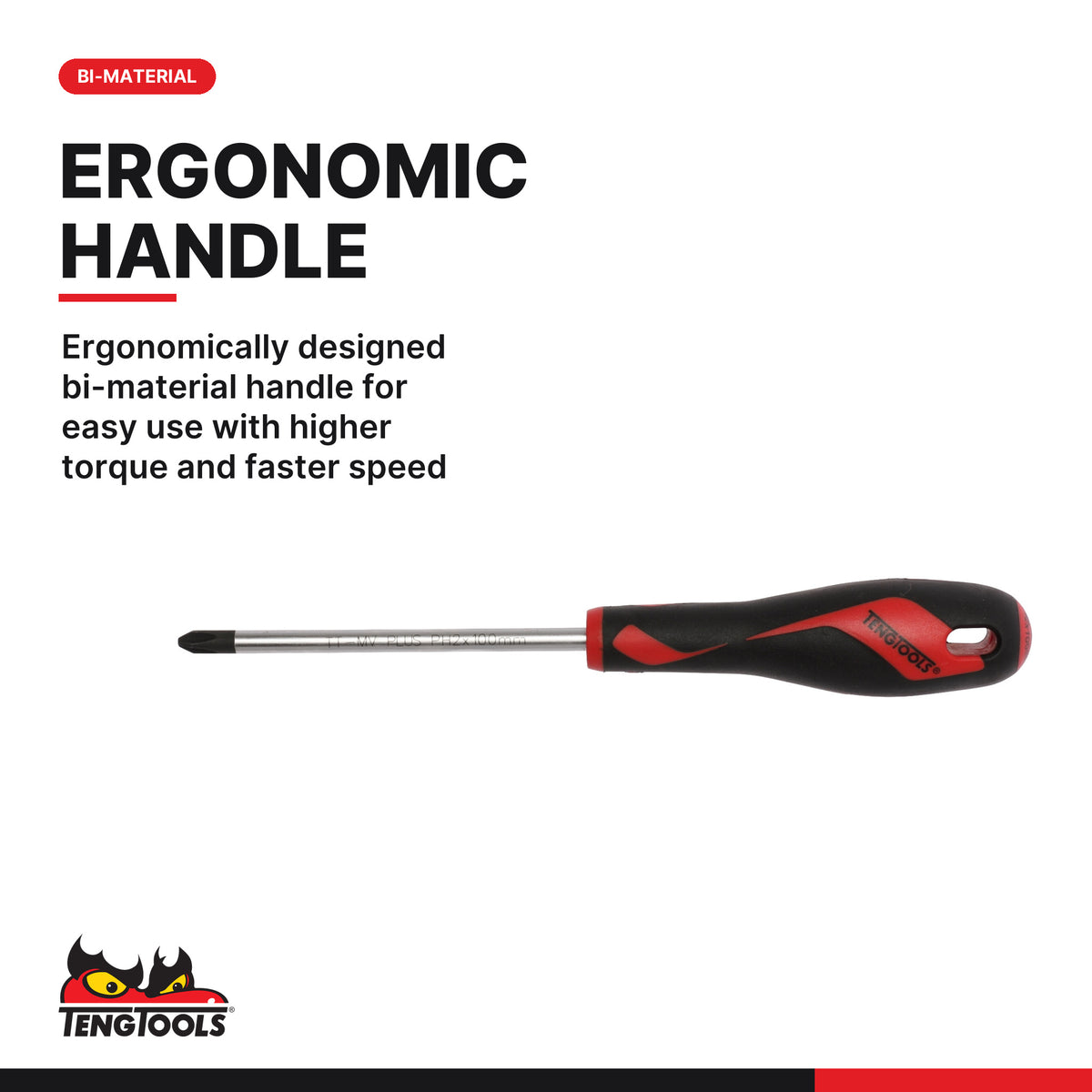 Teng Tools MD910N Screwdriver Set Mixed 10 Pieces, ergonomically designed bi-material handle for easy use with higher torque