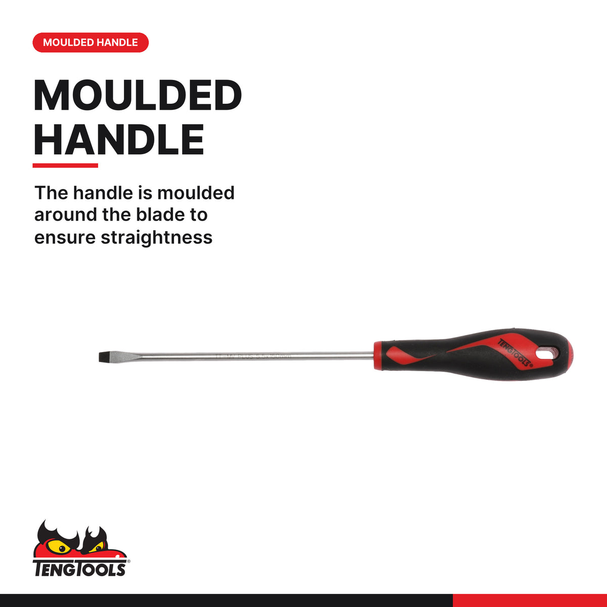 Teng Tools MD911N Screwdriver Set Mixed 11 Pieces, the handle is moulded around the blade to ensure straightness