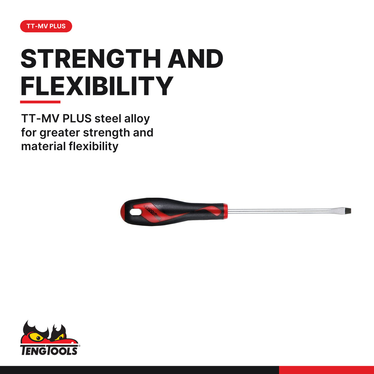 Teng Tools MD928N Flat Head Screwdriver, TT-MV PLUS steel alloy for greater strength and material flexibility