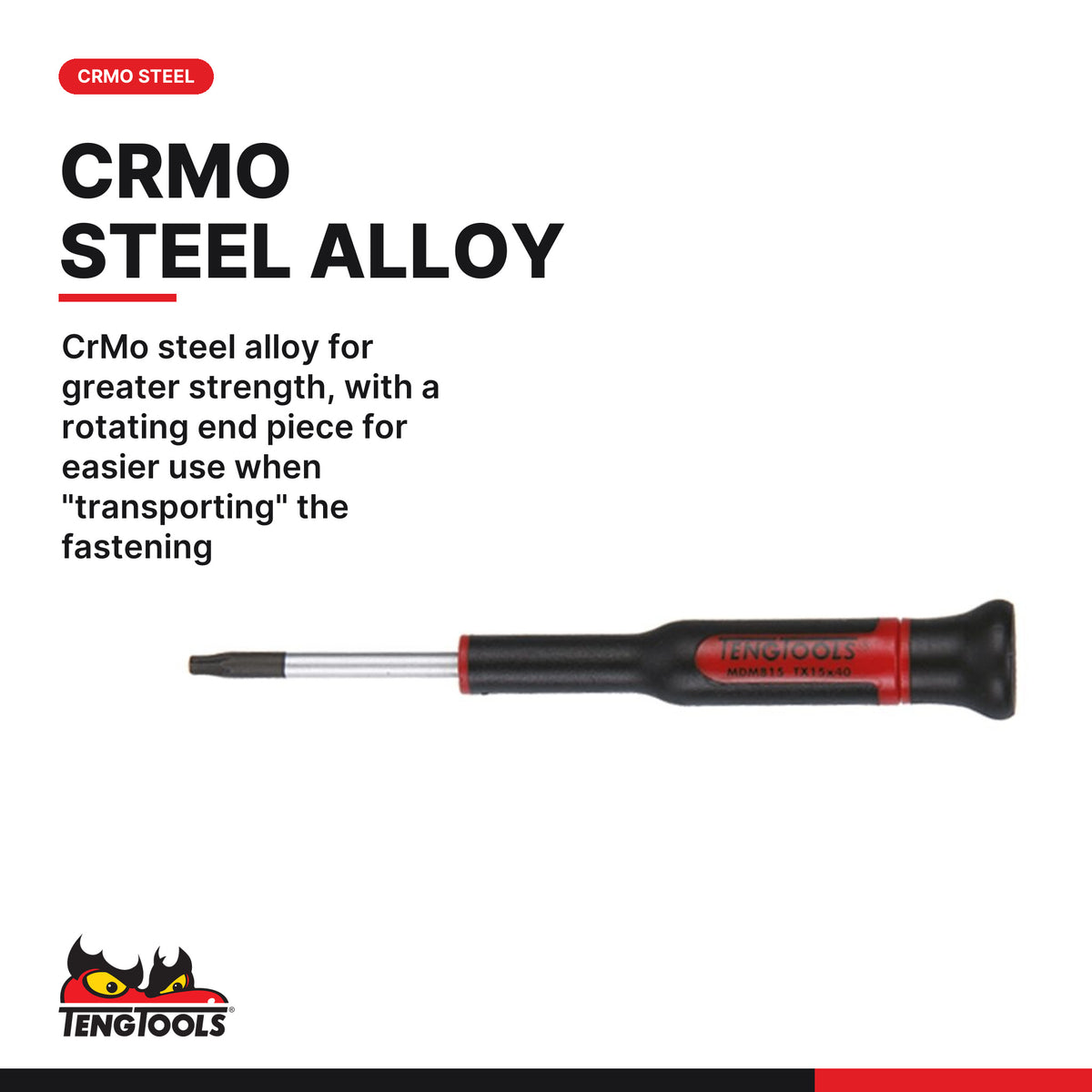 Teng Tools MDM706TX Mini Screwdriver Set TX 6 Pieces, crMo steel alloy for greater strength, with a rotating end piece for