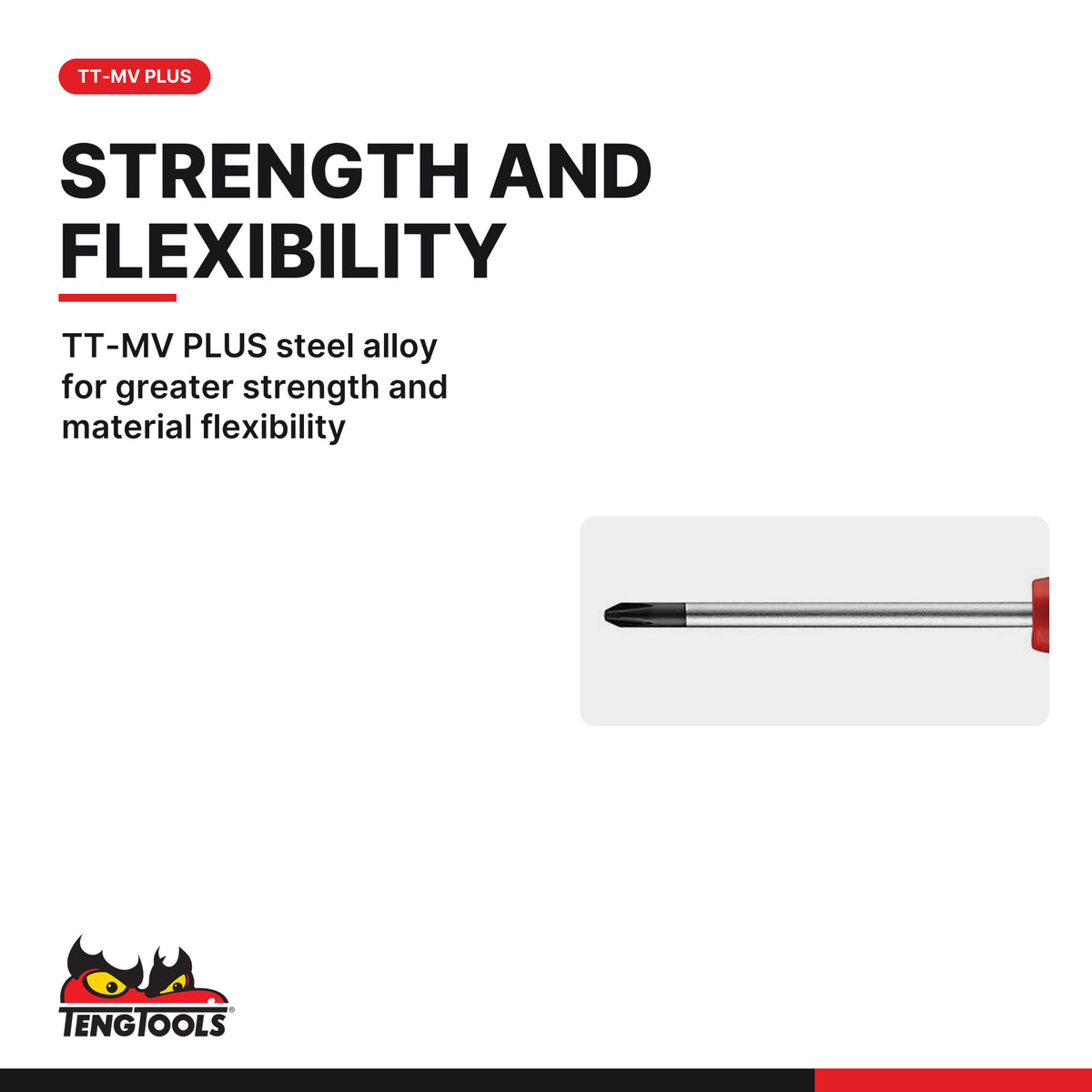 Teng Tools MDMC715N PH1 Phillips Mini Screwdriver With Pocket Clip, TT-MV PLUS steel alloy for greater strength and material